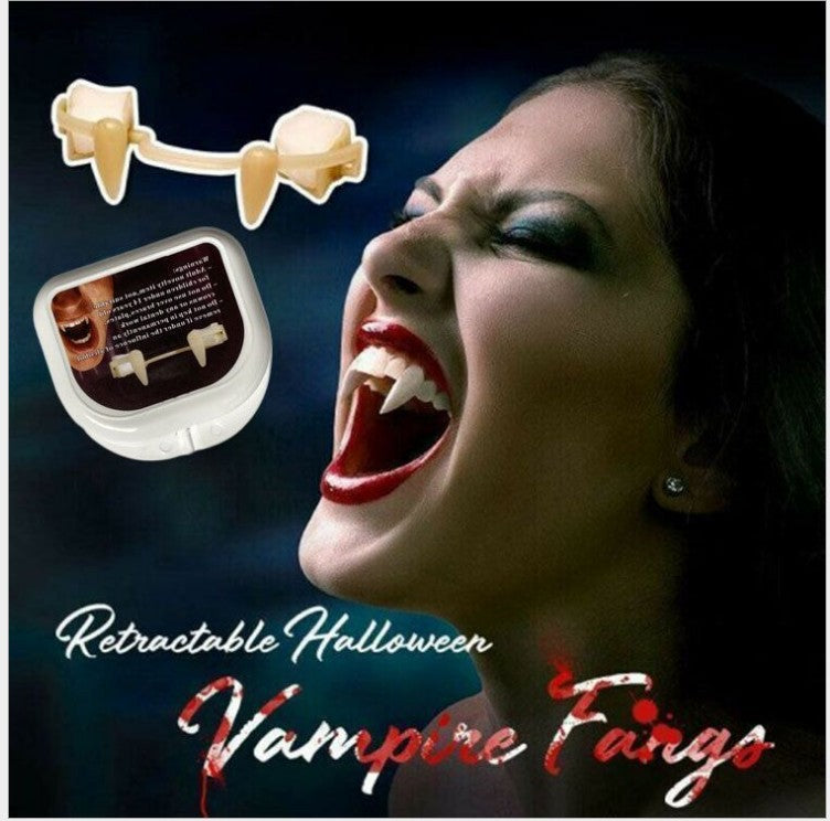 Halloween Vampire Teeth Retractable Fangs Masquerade Party Horror Zombie